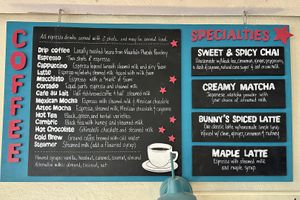 Hot drinks menu  at Bunny and Clyde's Corner Cafe and Market in Salida