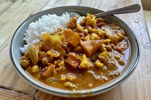 Bunny’s vegan curry  at Bunny and Clyde's Corner Cafe and Market in Salida