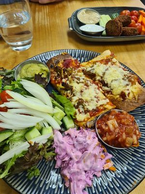 Gluten-free baked enchiladas - superb!!! at Roots in Barnstaple