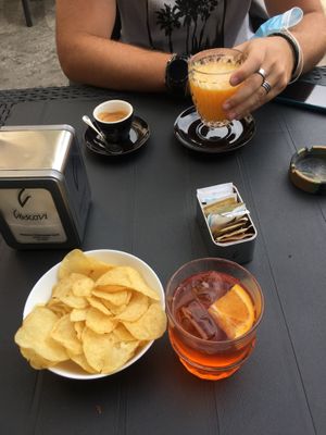 Spritz, fresh orange juice and coffee at Tessari Caffetteria Bistrot in Padua