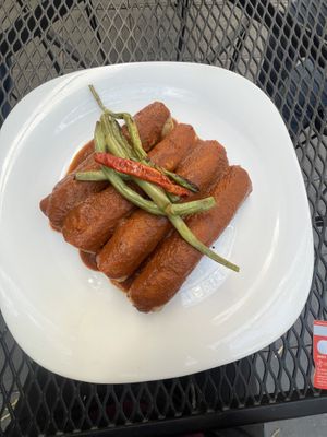 Enchiladas de un guisado salsa roja   at Chocolatito Con Pan in Puebla