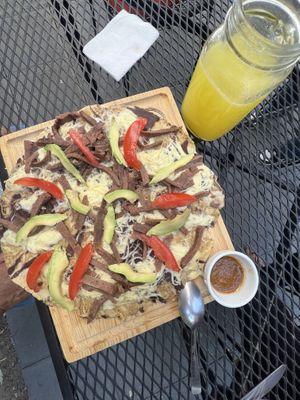 Tlayuda arrachera  at Chocolatito Con Pan in Puebla