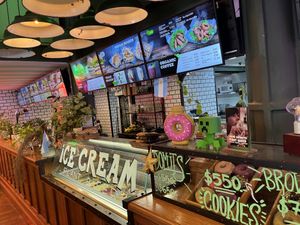Long counter where you order  at Hierbabuena Vegan in Buenos Aires