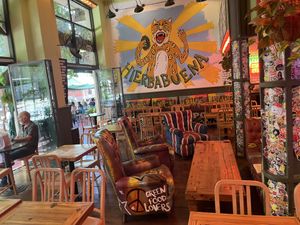 Indoor and outdoor seating   at Hierbabuena Vegan in Buenos Aires