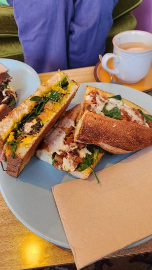 Meatless baguette on the right. Tofu nori toastie on the left. at Gloria in Brunswick