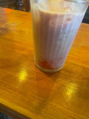 Iced strawberry soy milkk  at Gloria in Brunswick