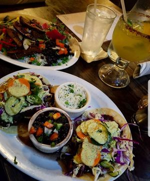 Vegan seitan tacos & vegan "steak" at Local Table in Katy