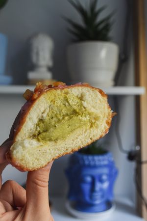 Pistacio doughnut at Baja Wegańska Cukiernia in Warsaw