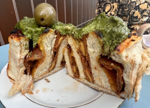 Pepperoni inside   at Baja Wegańska Cukiernia in Warsaw