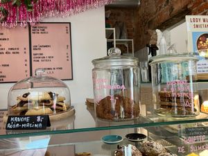 Above display case at Baja Wegańska Cukiernia in Warsaw