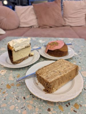 my picks: cheesecake, honey cake and poppy seed bun, all vegan! at Baja Wegańska Cukiernia in Warsaw