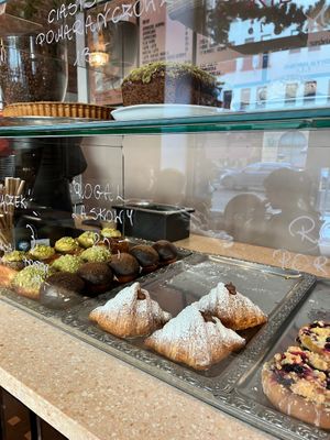 Croissants and donuts. at Baja Wegańska Cukiernia in Warsaw