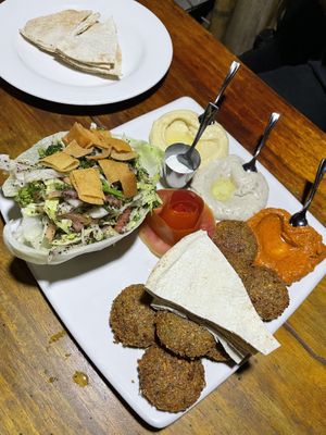 Vegetarian plate, recommend an extra portion of pita bread as the default isn’t enough 😋  at Barba Beach Arabic Food  in Palomino