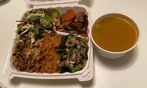 Full dinner plate at Shangri-la Buddha in Albany