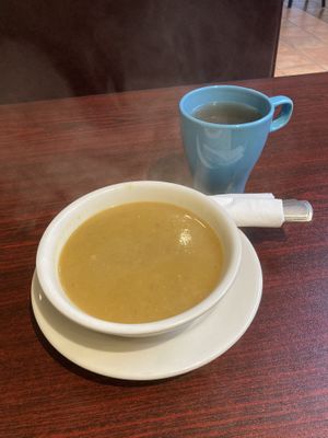 Soup and tea  at Shangri-la Buddha in Albany