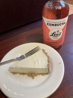 Key lime pie and Kombucha  at Shangri-la Buddha in Albany