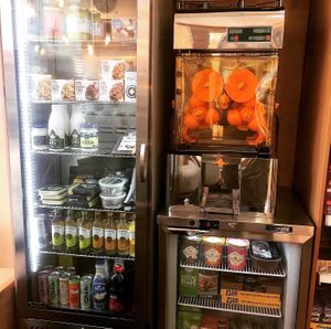 Fridge and freezer fully stocked with healthy foods - many vegan, gut friendly and free from options. at The Beecham Weigh in Malton