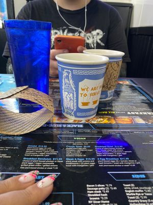 The cute lil NY coffee cups, ceramic  at Black & Blue Diner in Las Vegas