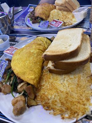 Vegan omelet with hash browns  at Black & Blue Diner in Las Vegas
