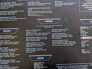 Vegan lunch menu at Black & Blue Diner in Las Vegas
