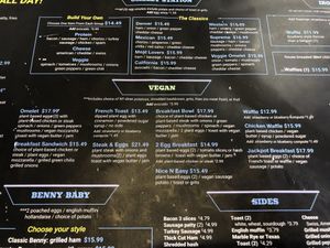 vegan menu  at Black & Blue Diner in Las Vegas
