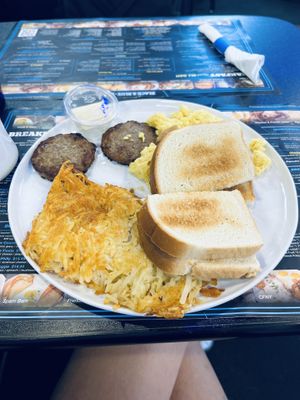 Vegan scramble with sausage and hash  at Black & Blue Diner in Las Vegas