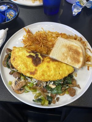 Just egg omelette with options of chicken or steak I had steak, hashbrowns, white toast    at Black & Blue Diner in Las Vegas