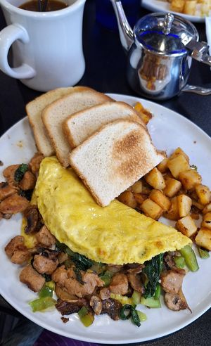 Vegan omelet with chicken at Black & Blue Diner in Las Vegas
