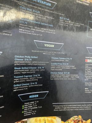 Menu side 2  at Black & Blue Diner in Las Vegas