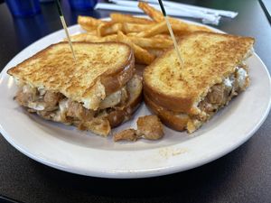 Vegan chik’n grilled cheese sandwich  at Black & Blue Diner in Las Vegas