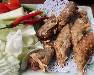 Northern sausage  at Vlodge Vegan Hotel in Chiang Mai