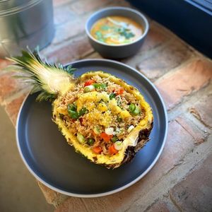 Stuffed pineapple at VegStyle Bistro in Lucenec