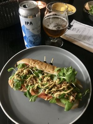 Vegdog and Huncut IPA at VegStyle Bistro in Lucenec