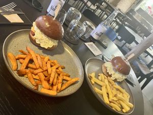 Burgers (photo doesn’t do them justice)  at VegStyle Bistro in Lucenec