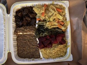 Extra large plate at Greens N Teff in Arlington