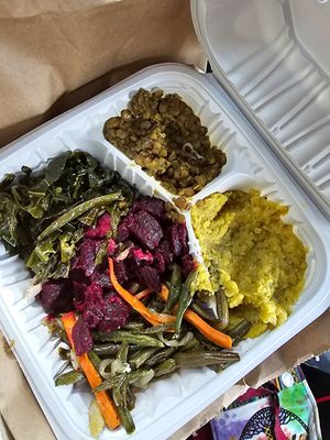 It looked way prettier, but the smell and taste overpowered the need to take a picture first. at Greens N Teff in Arlington