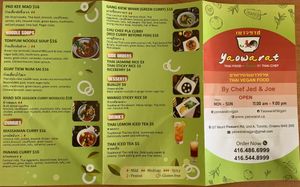 Menu 1 at Yaowarat in Toronto