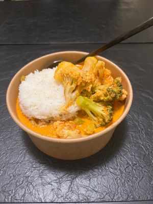 The massaman curry with jasmine rice.  at Yaowarat in Toronto