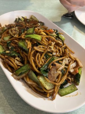 Shanghai Noodles with Mock Meat  at Happy Family Restaurant  in Tecoma