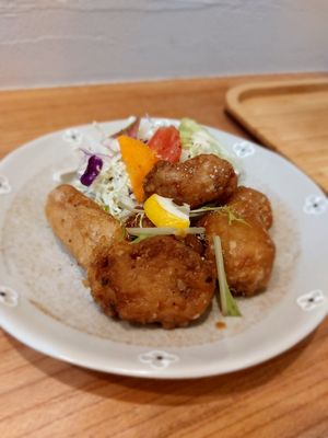 Vegan karaage side dish (唐揚げ) at Cafe Ren - Nakagyo in Kyoto