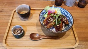 Soy cutlet set at Cafe Ren - Nakagyo in Kyoto