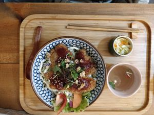Plateau de "katsudon" at Cafe Ren - Nakagyo in Kyoto