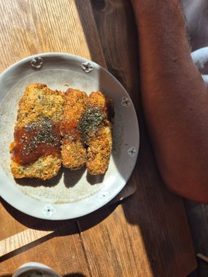 Vegan fried fish at Cafe Ren - Nakagyo in Kyoto