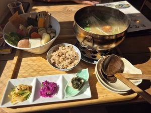 Vegan hot pot oriental  medicine at Cafe Ren - Nakagyo in Kyoto