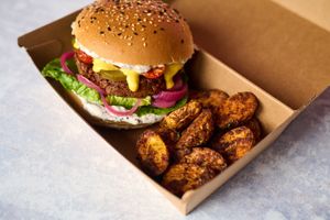 The Meatless Extravaganza Cheeseburger at Good n Vegan in Berlin