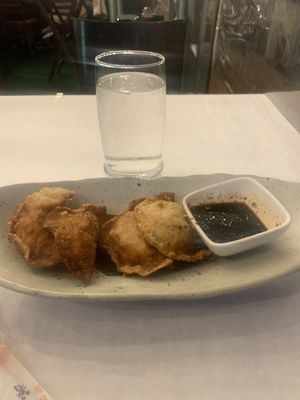 Fried Kimchi dumplings  at Franchia Vegan Cafe in New York City