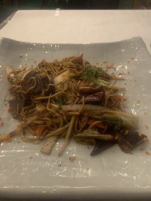 Spicy Franchia Noodles without the peanuts  at Franchia Vegan Cafe in New York City