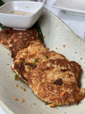 “Crab” cakes at Franchia Vegan Cafe in New York City