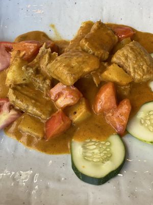 Soy ‘Beef ’ in Spicy Coconut Sauce at Franchia Vegan Cafe in New York City