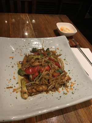 Drunken noodles  at Franchia Vegan Cafe in New York City